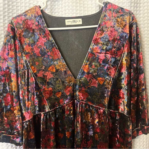 Natural Life Multicolor Floral Velvet Dress - Picture 2 of 9